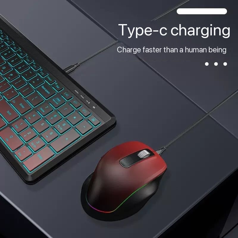 2.4G wireless Bluetooth dual-mode charging keyboard mouse silent ergonomic keyboard set