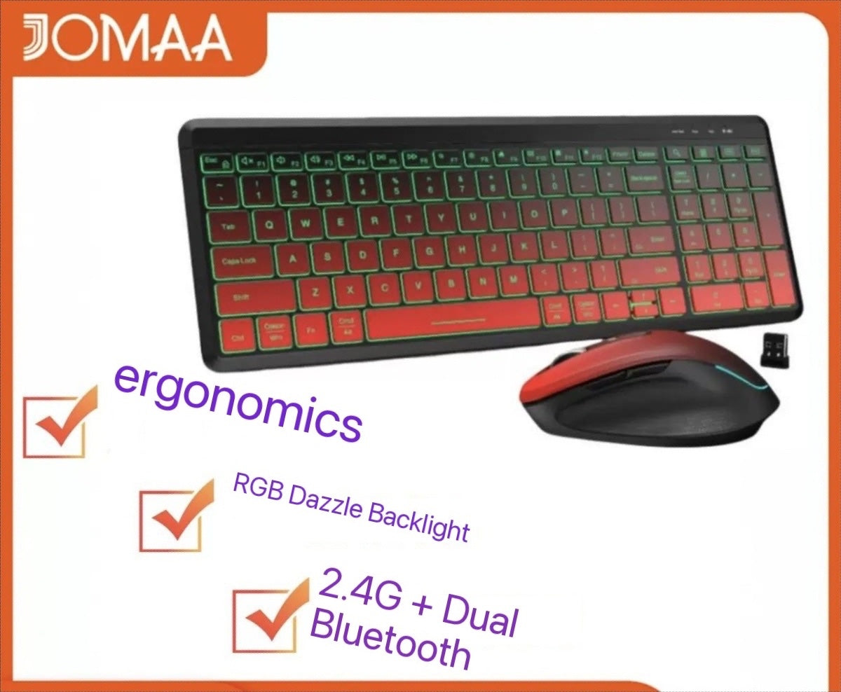 2.4G wireless Bluetooth dual-mode charging keyboard mouse silent ergonomic keyboard set