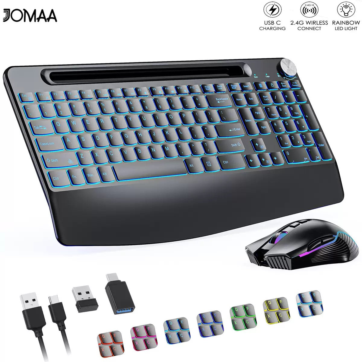 2.4G wireless RGB backlight adjustable keyboard and mouse set mute keyboard and mouse set
