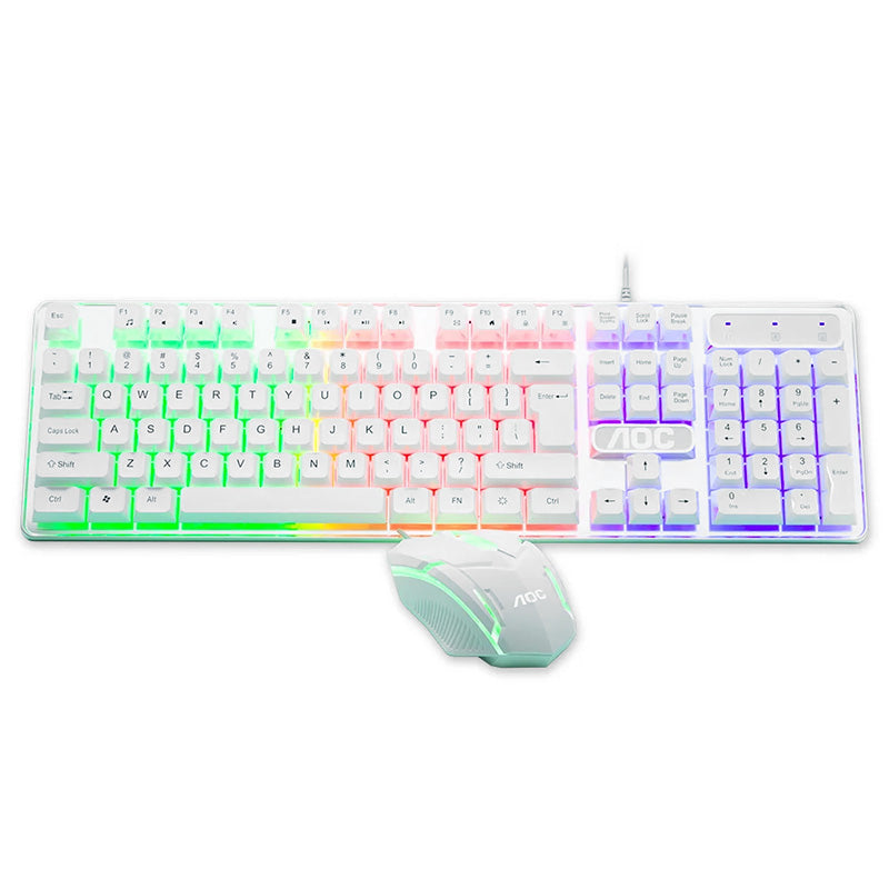 AOC KM100 RGB White USB Keyboard and Mouse Combo