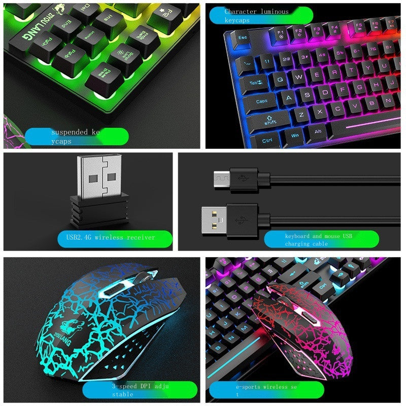 T87 Wireless keyboard and mouse set Game luminous wireless keyboard and mouse set