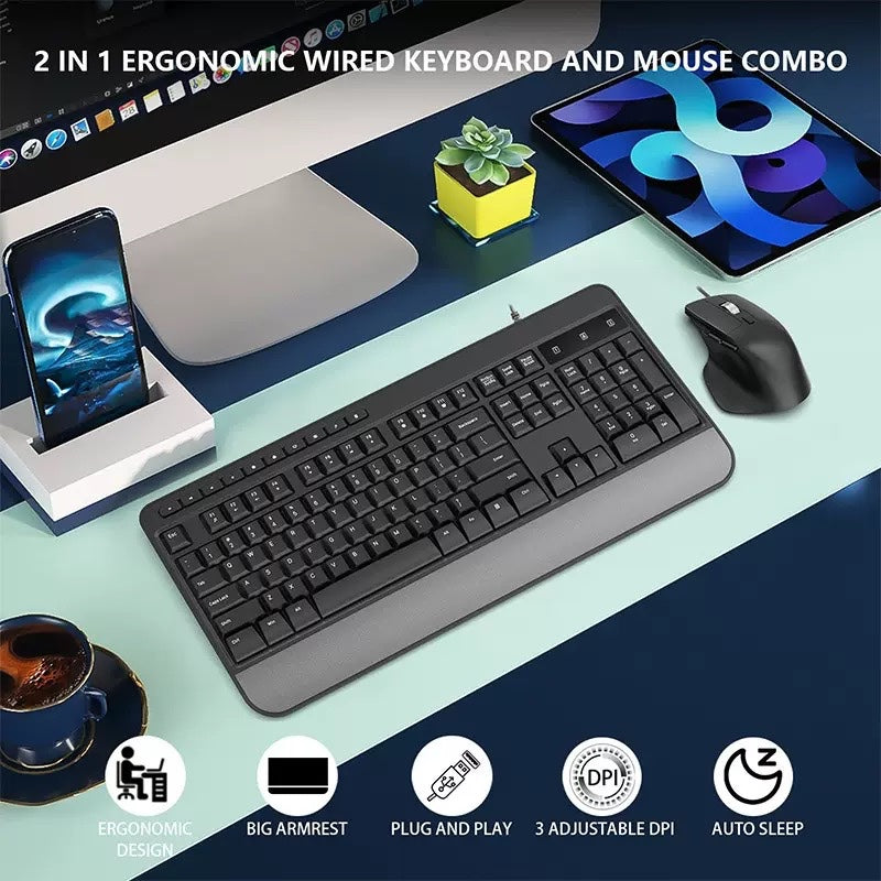 Wired office keyboard ergonomic game mouse keyboard set