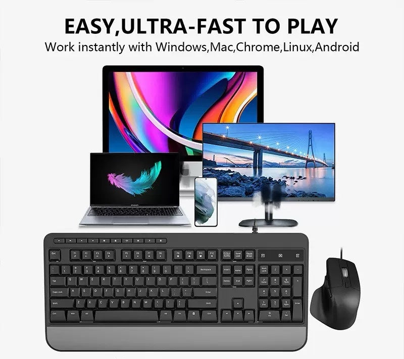 Wired office keyboard ergonomic game mouse keyboard set