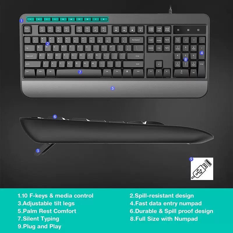 Wired office keyboard ergonomic game mouse keyboard set