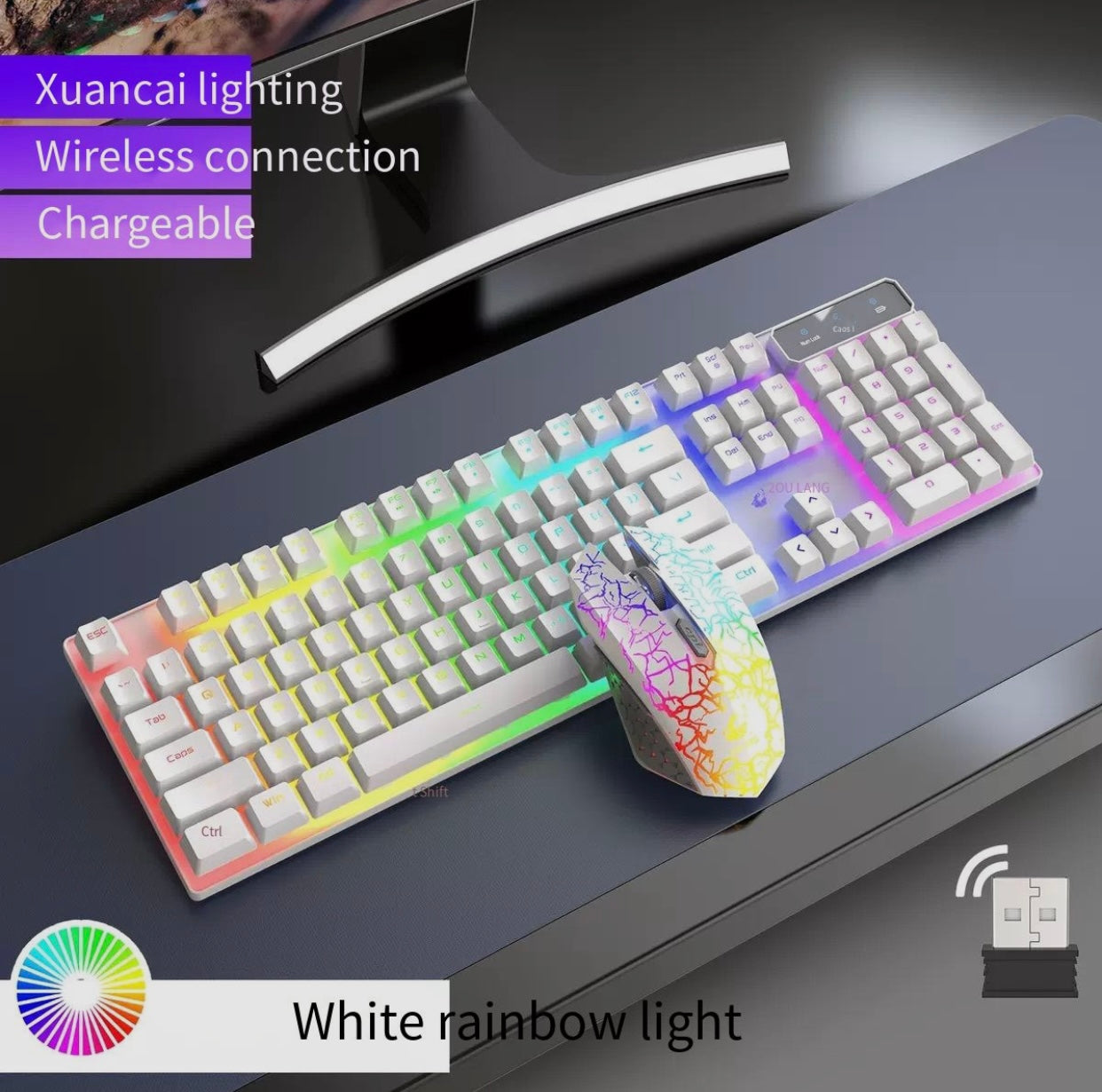 Wireless charging keyboard mouse game office glowing keyboard set