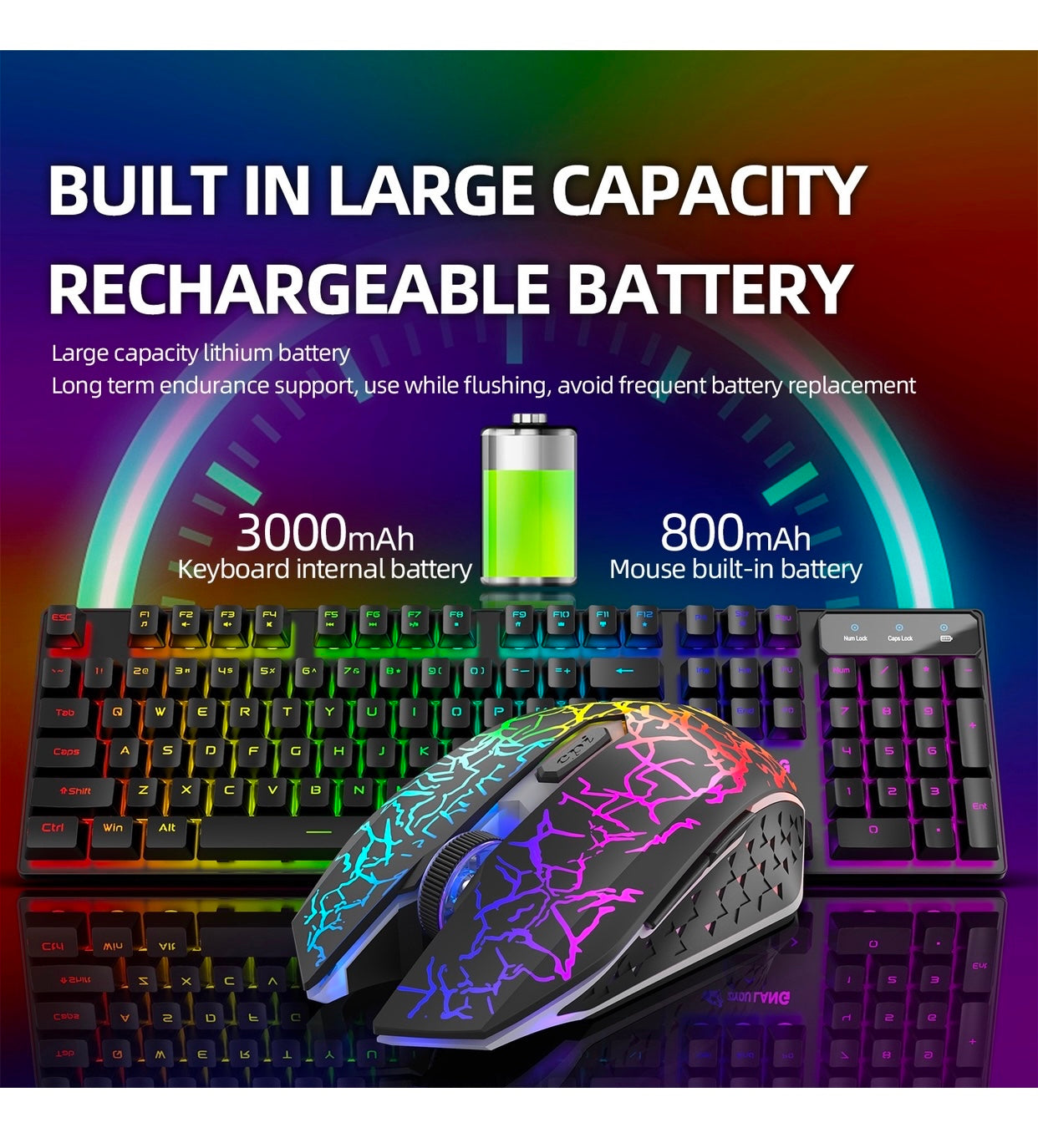 Wireless charging keyboard mouse gaming glowing keyboard set