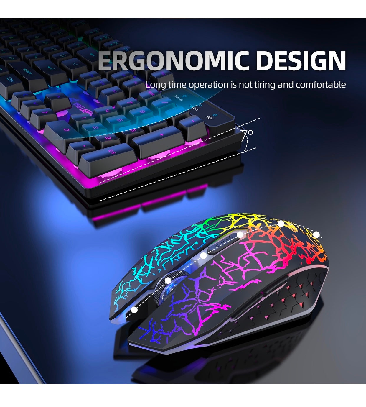 Wireless charging keyboard mouse gaming glowing keyboard set