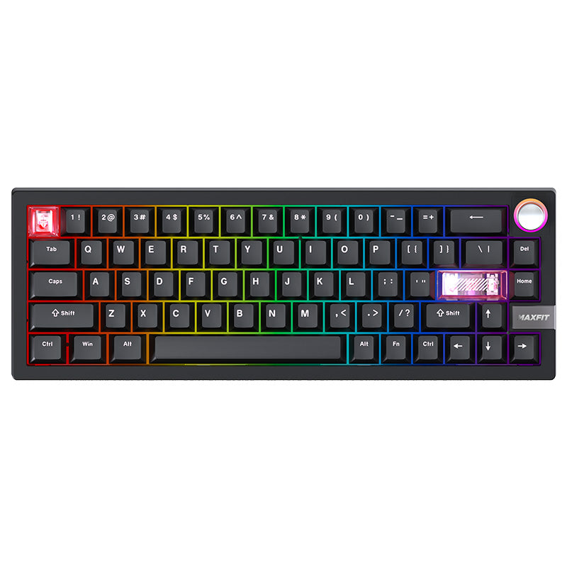 Fantech MAXFIT6 65% Hot-Swap QMK/VIA Wireless Mechanical Keyboard with Knob Black - White Switch