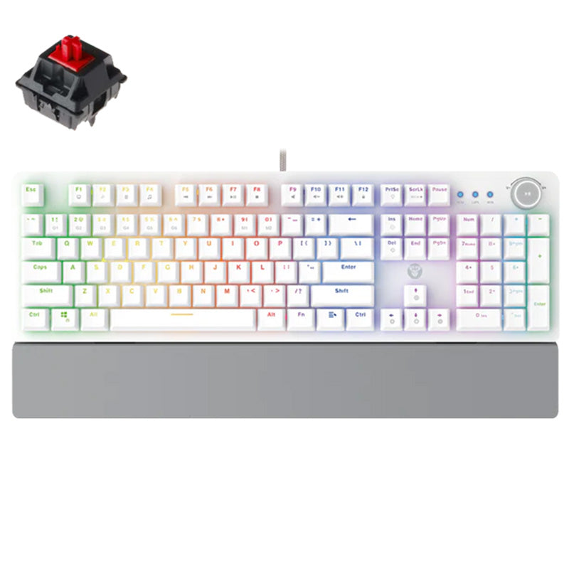 Fantech MK853 Maxpower RGB Wired Mechanical White Gaming Keyboard with Outemu Red Switch and Wrist Rest