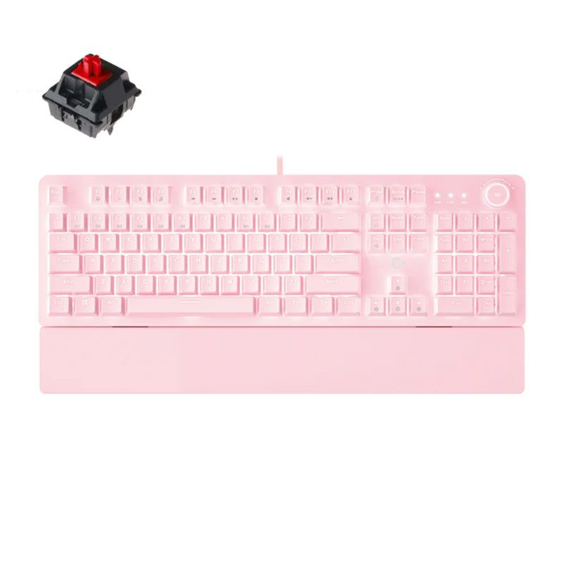 Fantech MK853 Maxpower White LED Backlight Wired Mechanical Pink Gaming Keyboard with Outemu Red Switch and Pink Wrist Rest