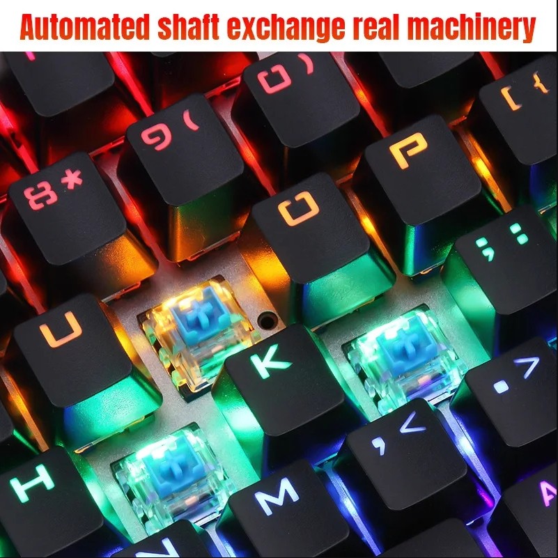 Gaming Keyboard Mice Blue Switch Mechanical keyboard Mouse Combo 104 Keys Wired RGB LED Rainbow Backlit Game mice mouse for Windows PC Gamers