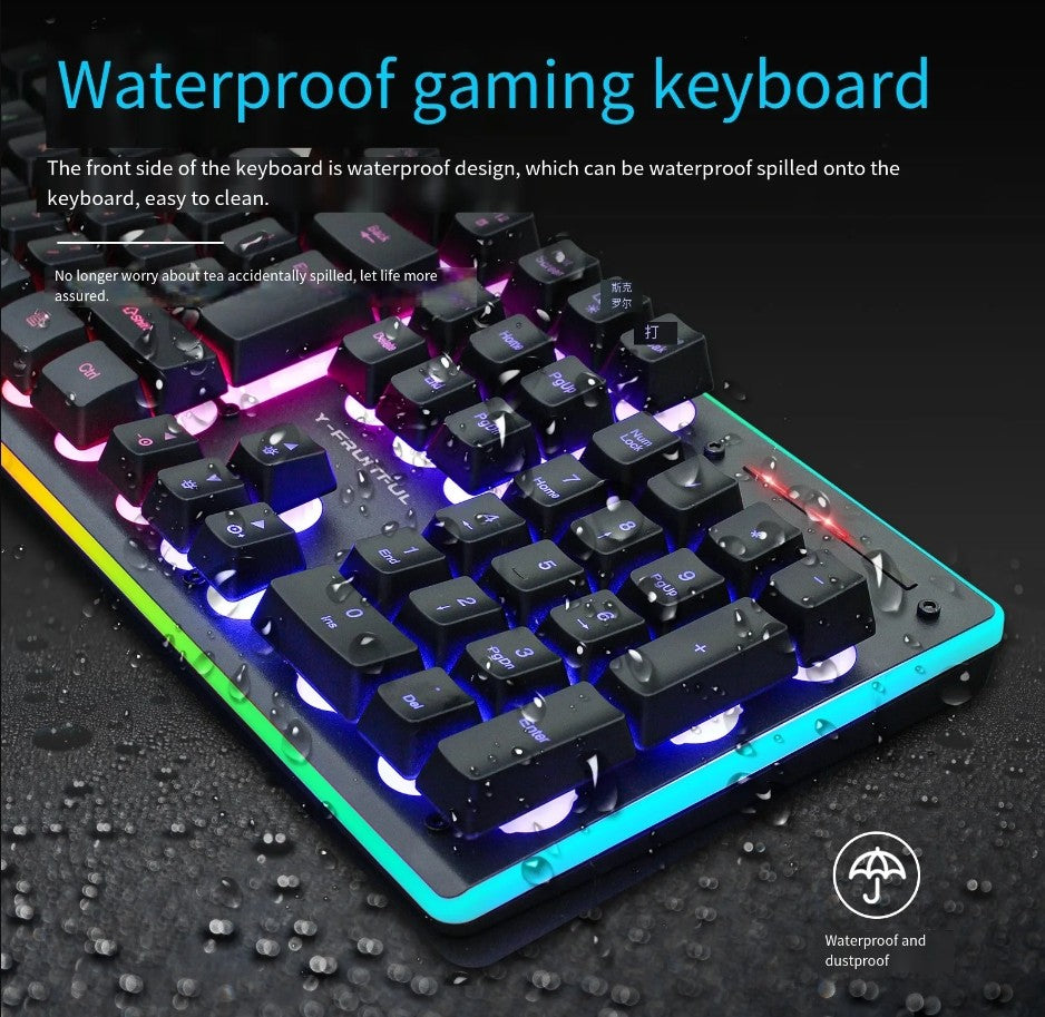 Gaming Keyboard Mice Combo Membrane Wireless keyboard Silent 104 Keys 3200DPI mouse with RGB LED Backlit Lighting Effect for Gamers