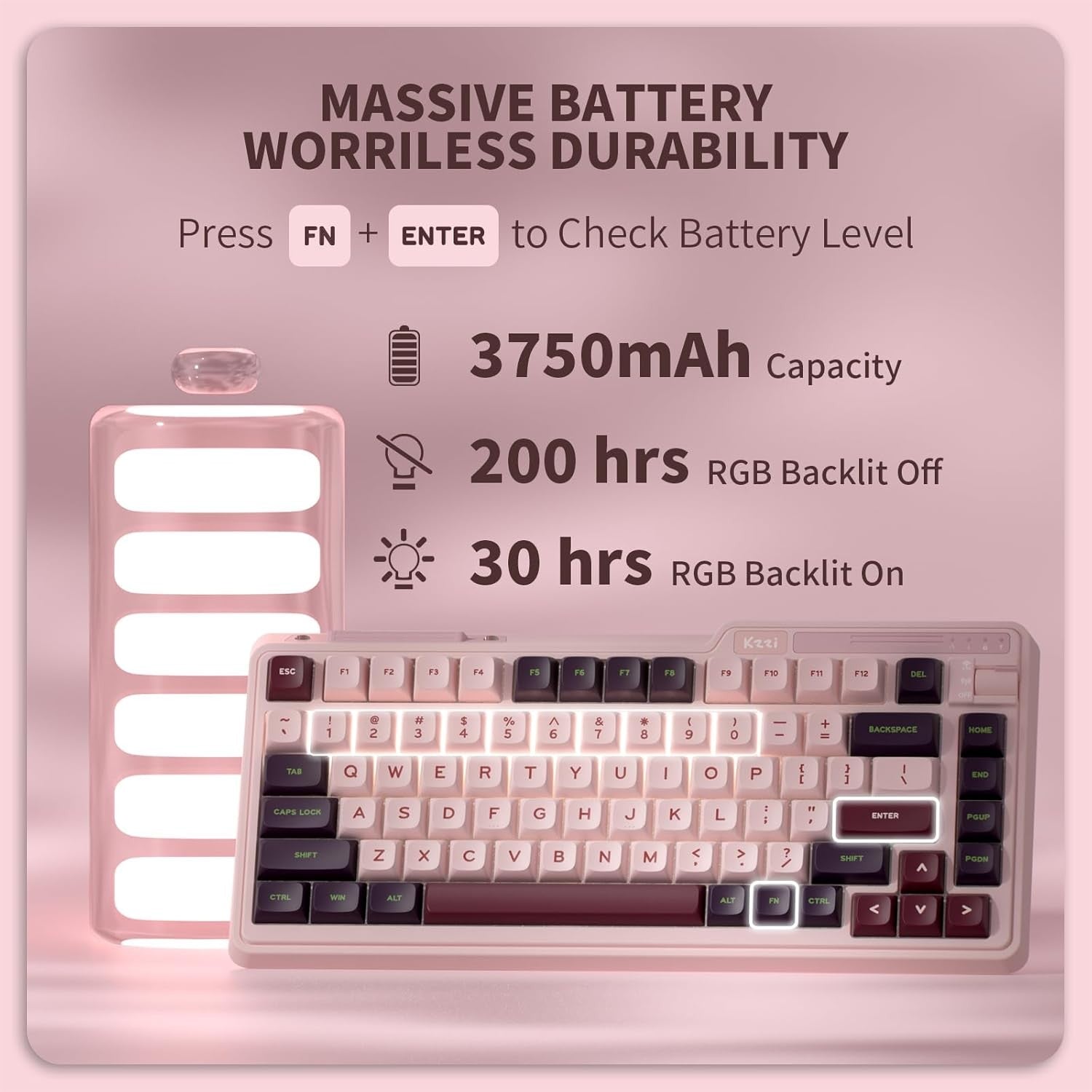 KZZI K75 Lite Wireless Wired Mechanical RGB Gaming Hot Swappable 3-Mode Keyboard Creamy Linear Switches, Compact 82 Keys