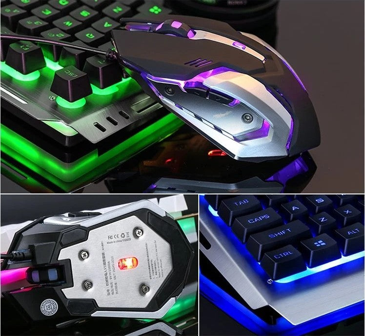Gaming Keyboard and Mouse Combo Wired Keyboard and Mouse Set 104 Keys Waterproof Durable Metal Frame Adjustable Brightness Breathing Backlight