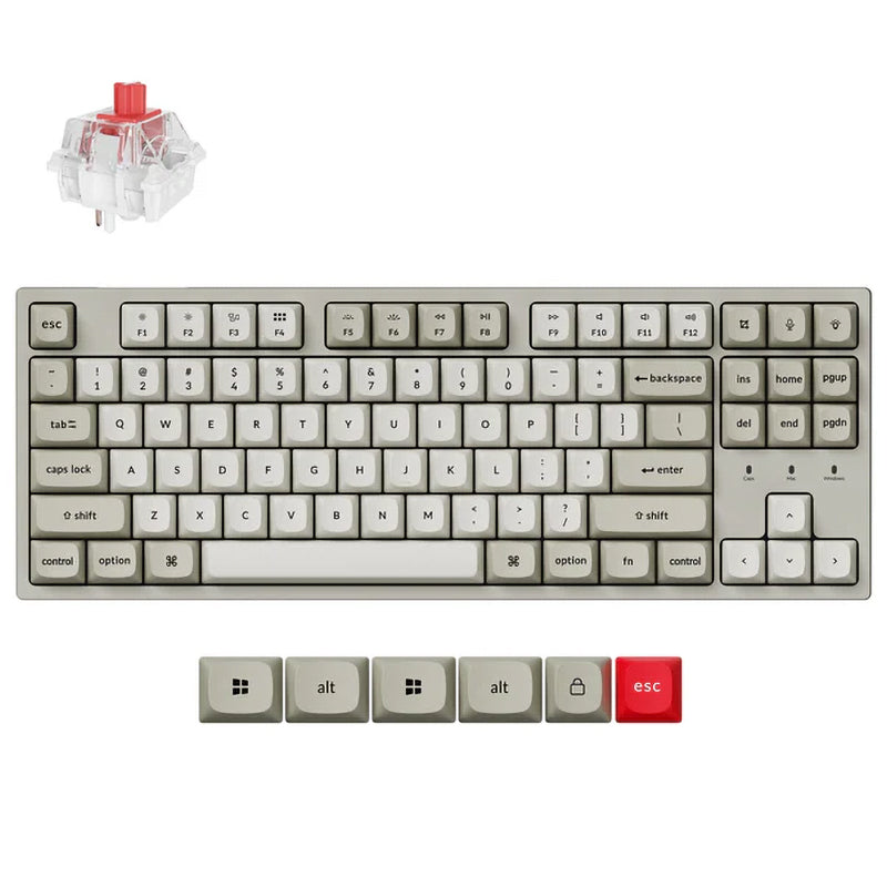 Keychron C1 Pro 8K QMK Wired RGB Hot-Swappable Custom Mechanical Keyboard - Super Red Switch