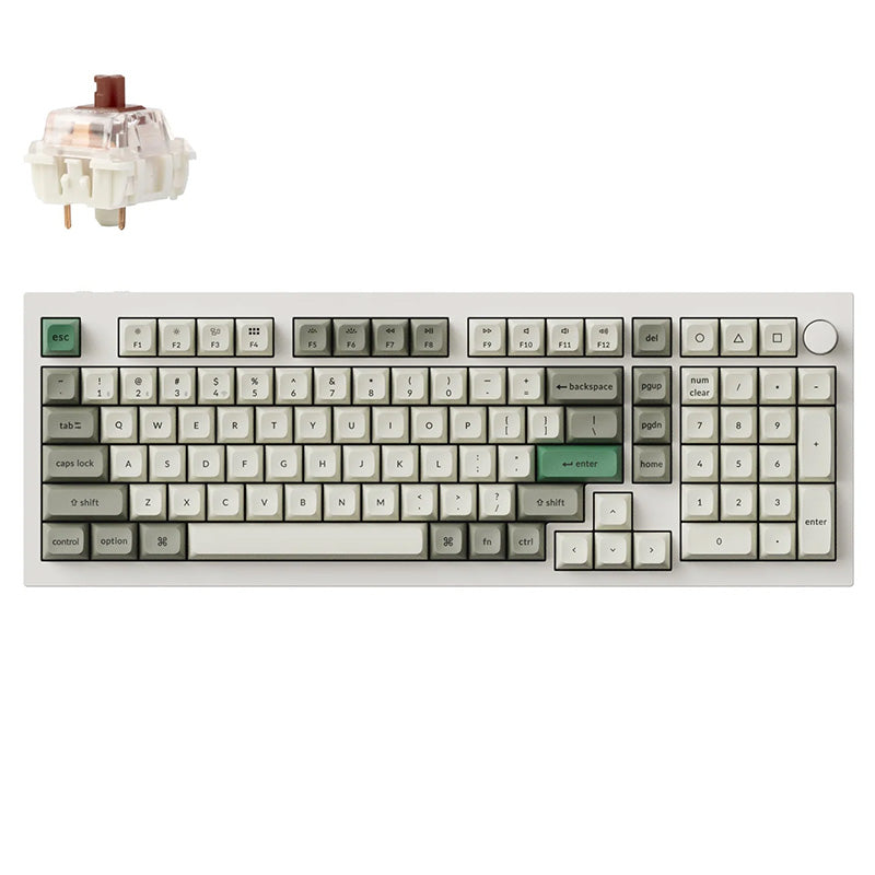 Keychron Q5 Max 96% Layout Full Assembled Knob RGB Hot-Swap Gateron Wireless QMK Custom Keyboard Brown Switch - White