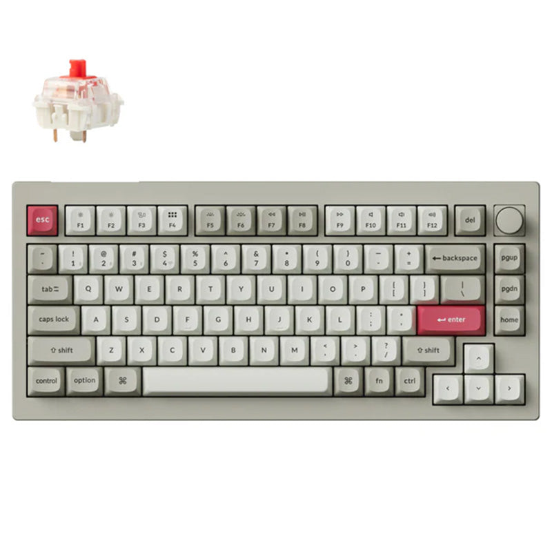 Keychron V1 Max QMK Wireless Mechanical Keyboard Hot-Swap RGB Backlight Red Switch - Retro