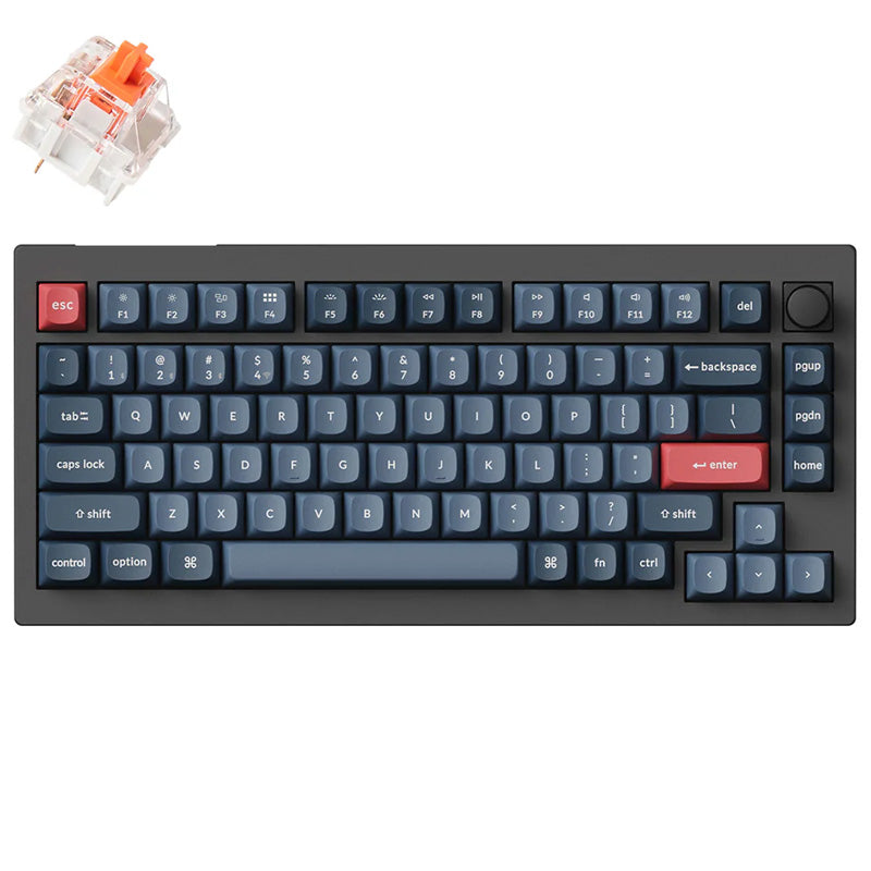 Keychron V1 Max QMK Wireless Mechanical Keyboard Hot-Swap RGB Backlight Silent Red Switch - Black