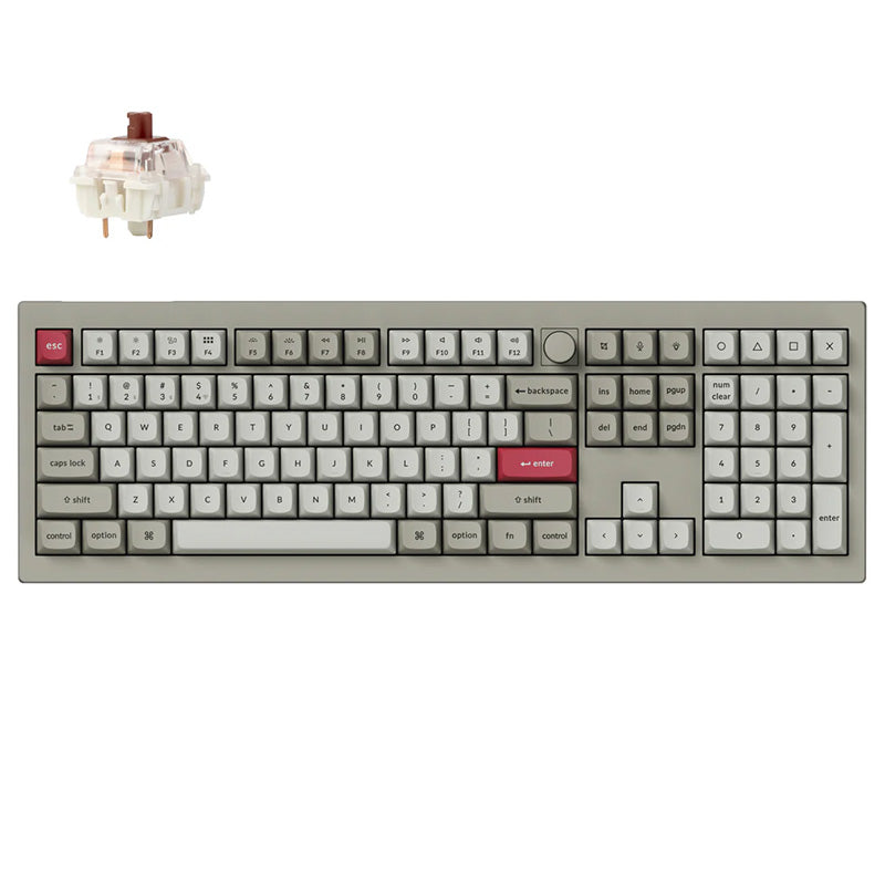 Keychron V6 Max QMK RGB 100% Wireless Mechanical Keyboard Hot-Swap Backlight Brown Switch - Retro