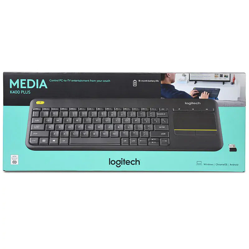 Logitech K400 Plus Wireless Touch Keyboard - Black