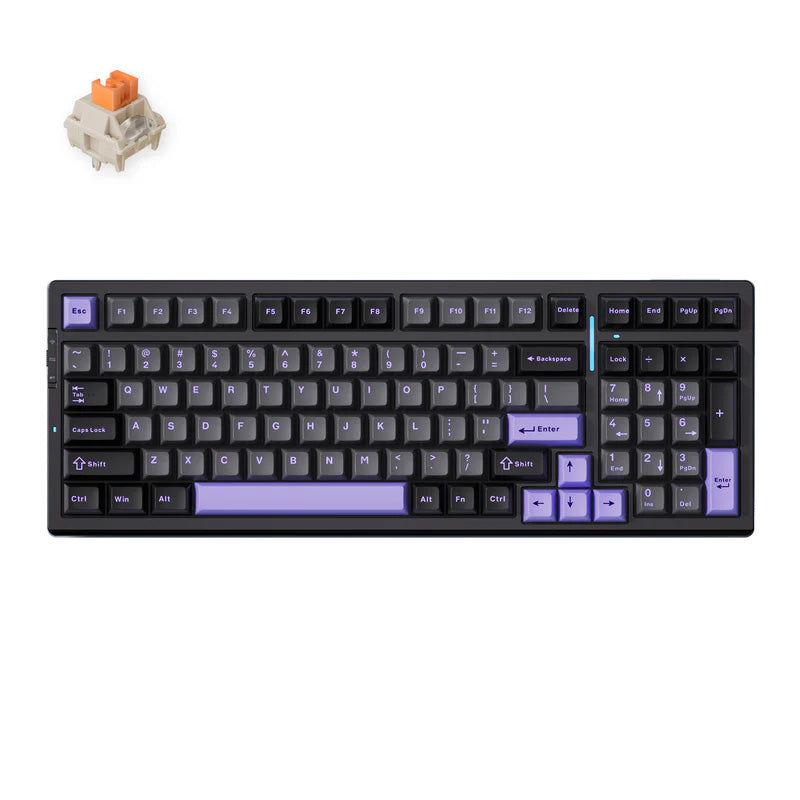 MCHOSE G98 Pro Gasket Mount 98% Layout Hot-Swap Wireless Mechanical Gaming Keyboard Black Purple - Flame Orange Switch