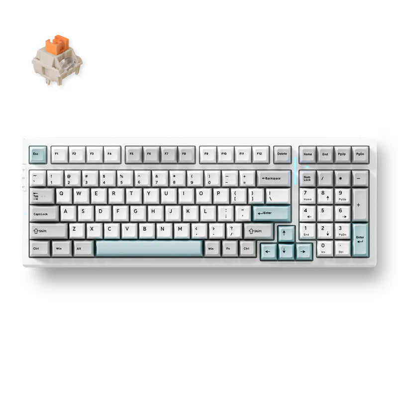 MCHOSE G98 Pro Gasket Mount 98% Layout Hot-Swap Wireless Mechanical Gaming Keyboard Gray and Blue - Flame Orange Switch