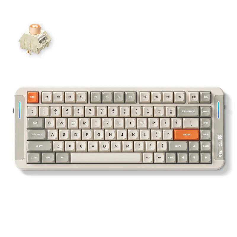 MCHOSE X75 V2 Gasket Mount 75% Layout Hot-Swap Wireless Mechanical Keyboard Retro White - Icy Creamsicle Switch