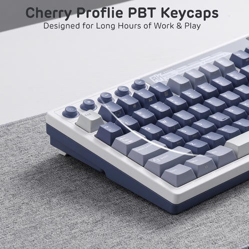 RK ROYAL KLUDGE M87 Mechanical Keyboard, RGB, 2.4Ghz/BT/Wired, Customized Switches, Blue, Mixed Color