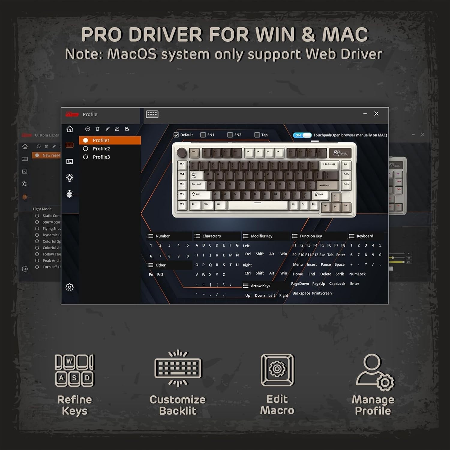 RK ROYAL KLUDGE Mechanical Keyboard L75, RGB, 2.4Ghz/BT/Wired, Beige Switch, Palm Green