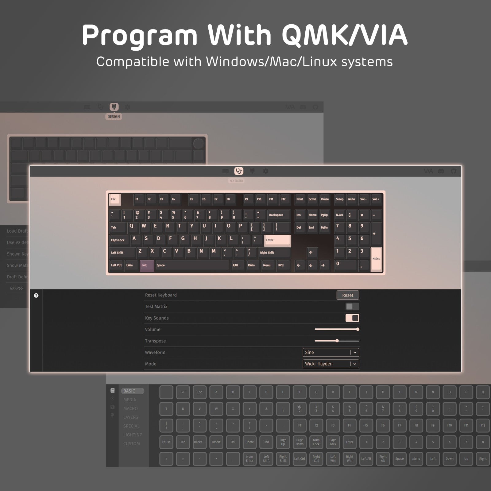 RK ROYAL KLUDGE R75 Mechanical Keyboard, RGB, Wired, Customized Switches, Cyan, Mixed Color