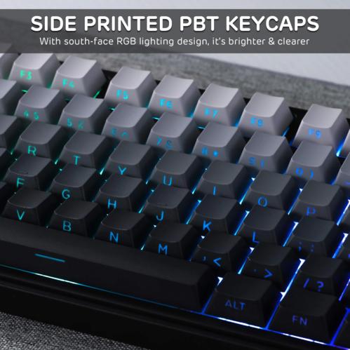 RK ROYAL KLUDGE R87Pro Mechanical Keyboard, RGB, 2.4Ghz/BT/Wired, Customized Switches, White&Brown, Mixed Color