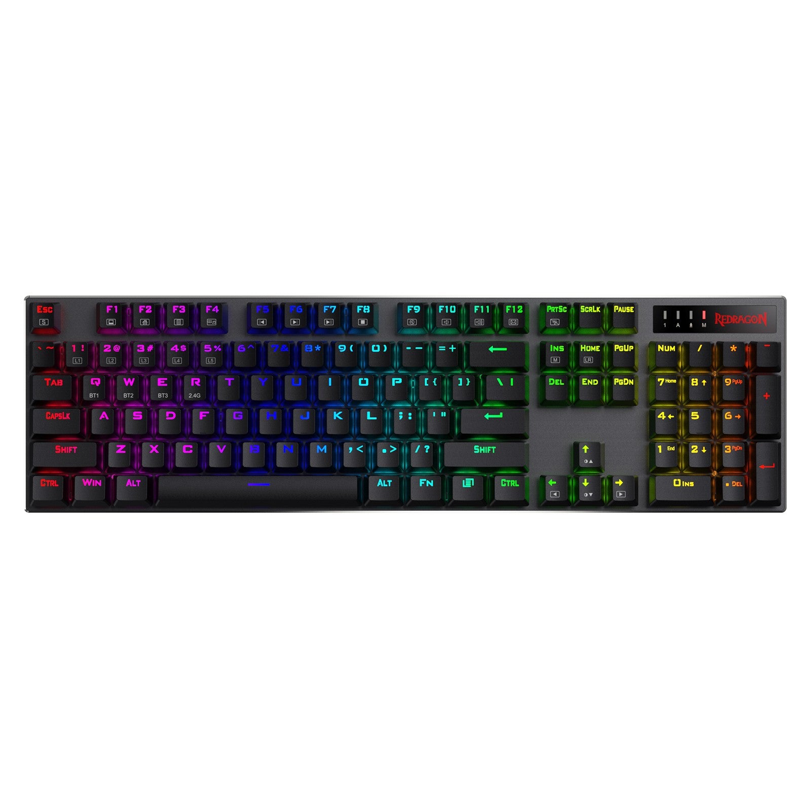 Redragon K556 PRO Upgraded Wireless RGB Gaming Keyboard, BT/2.4Ghz Tri-Mode Aluminum Mechanical Keyboard w/No-Lag Connection, Hot-Swap Red Switch
