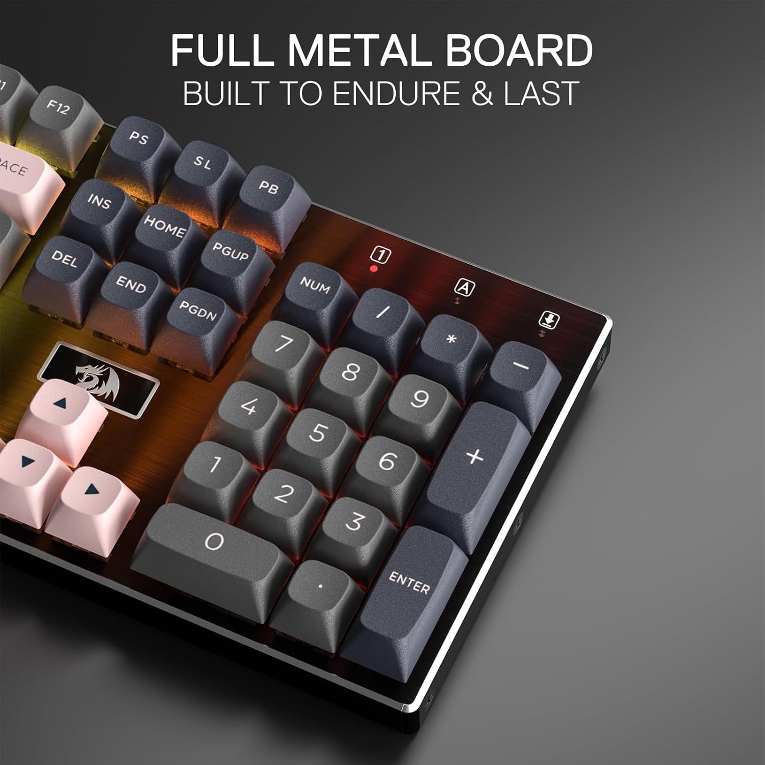 Redragon K556 SE Wired Gaming 104 Keys Hot-Swap Mechanical Noise Dampening Kit Keyboard,Dragon Chant Switches,Gray&Black&Pink