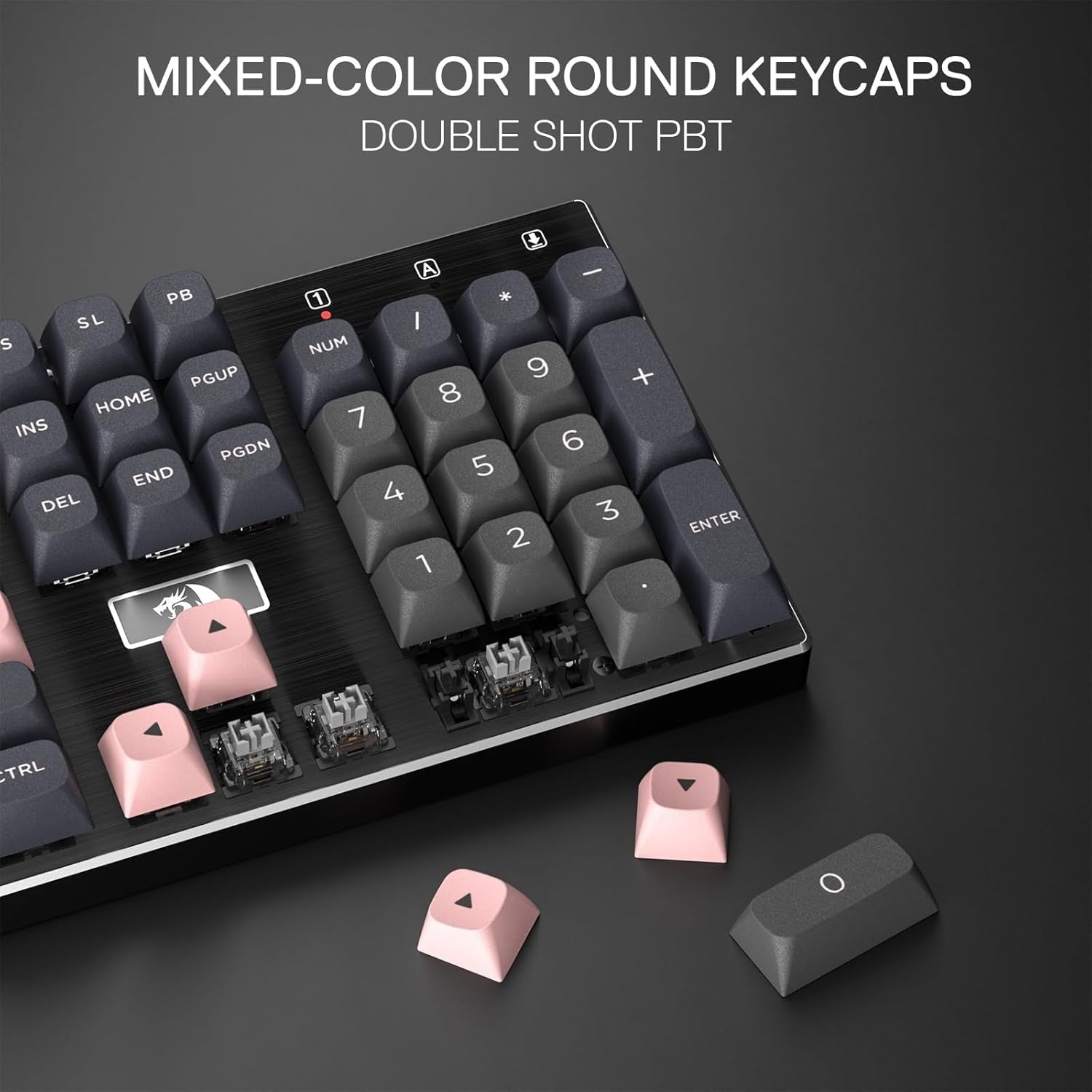 Redragon K556 SE Wired Gaming 104 Keys Hot-Swap Mechanical Noise Dampening Kit Keyboard,Dragon Chant Switches,Gray&Black&Pink