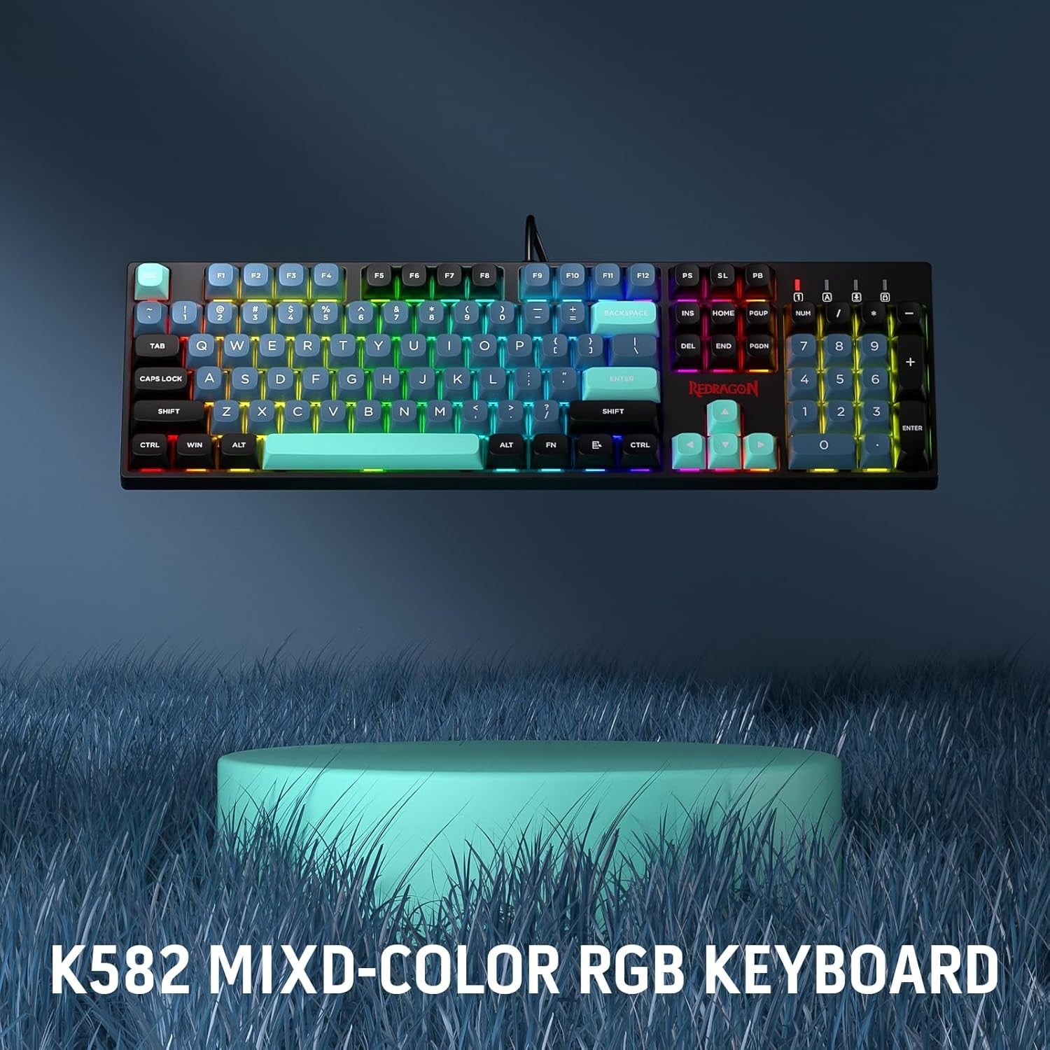 Redragon K582 SE Wired RGB Gaming 104 Keys Mechanical Mixed Color Round PBT Keycaps Dynamic 16.8M RGB Backlit Linear Red Switch Keyboard