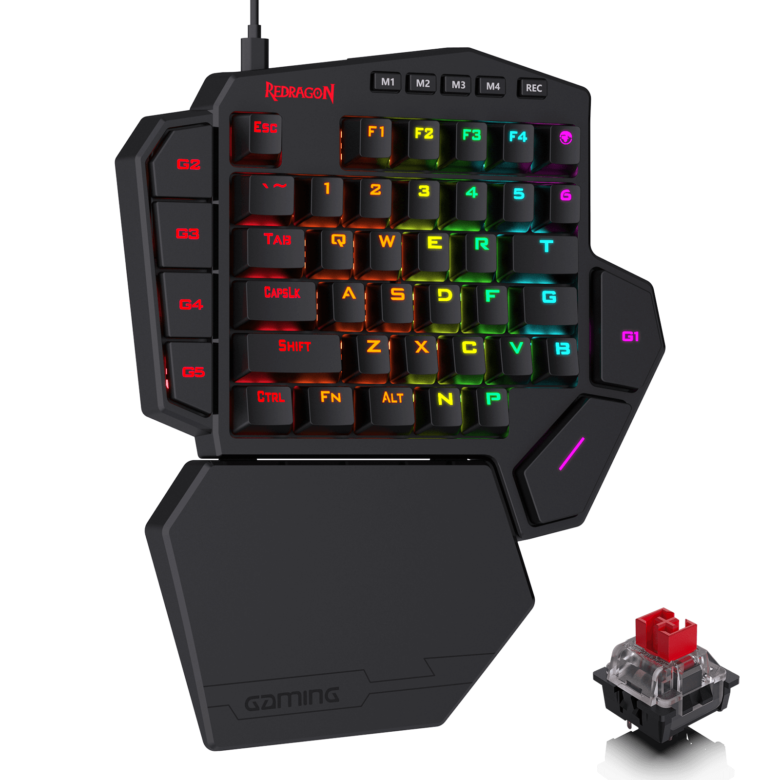 Redragon K585 DITI One-Handed RGB Mechanical Gaming Keyboard,Red Switch