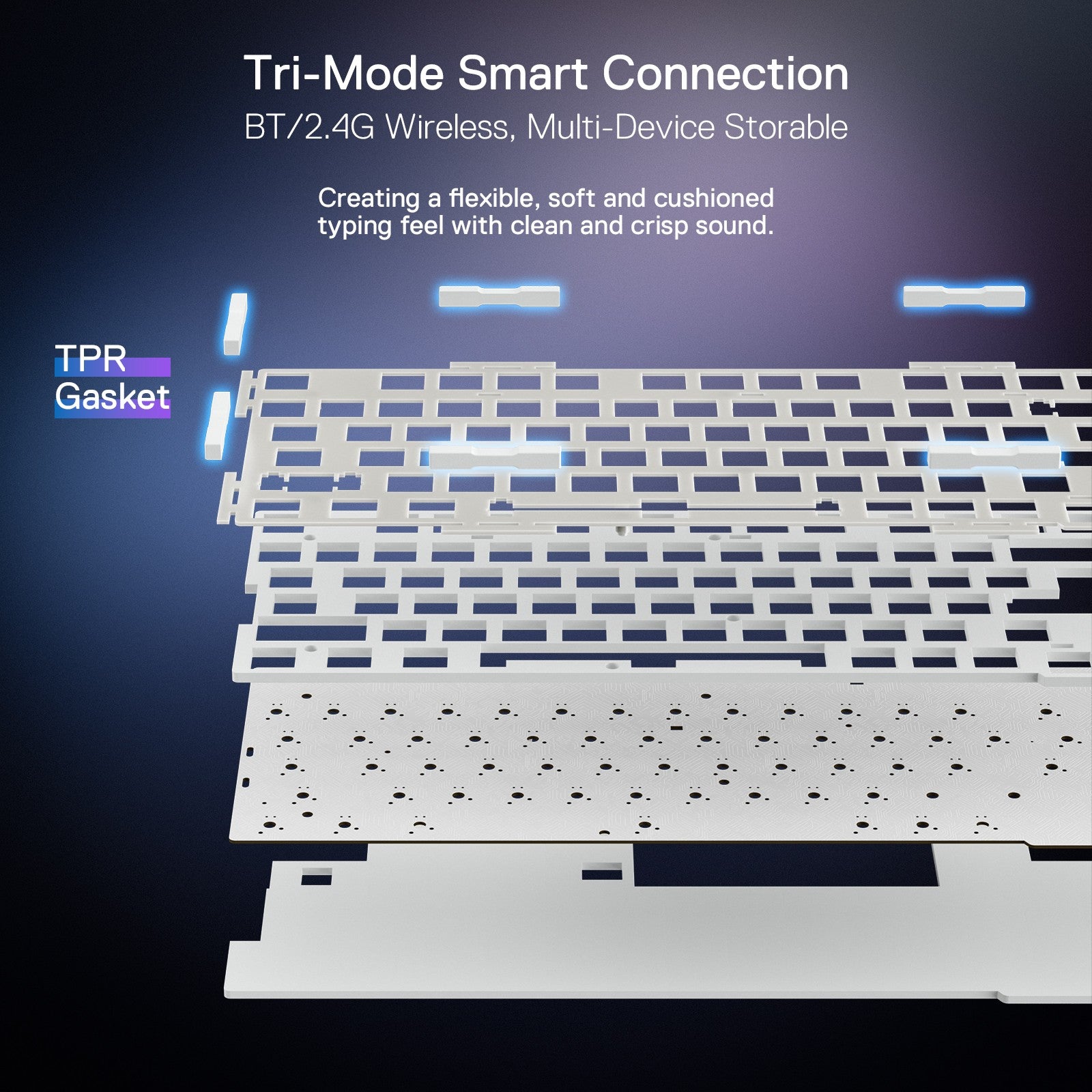 Redragon K673 PRO 75% Wireless Gasket RGB Gaming Keyboard, 3-Modes 81 Keys Mechanical Keyboard w/Hot-Swap Socket, Sound Absorbing Pads, Red Switch