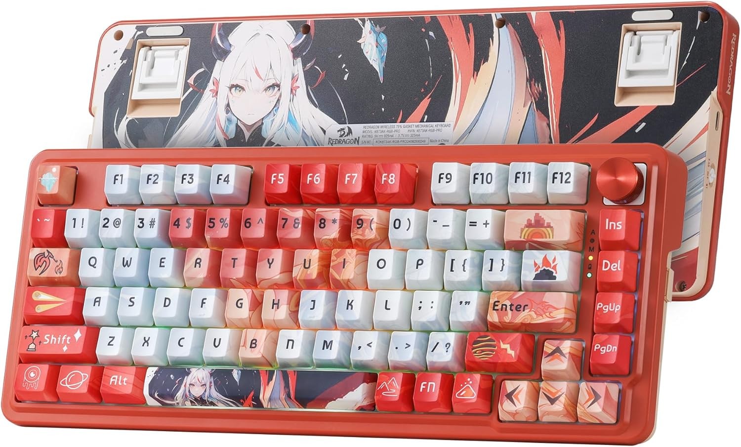 Redragon K673 PRO SE 75% 81 Keys Wireless Gasket RGB Gaming Keyboard, 3-Mode Anime Mechanical Keyboard w/Hot-Swap Socket, Custom Hi-Fi Linear Switch