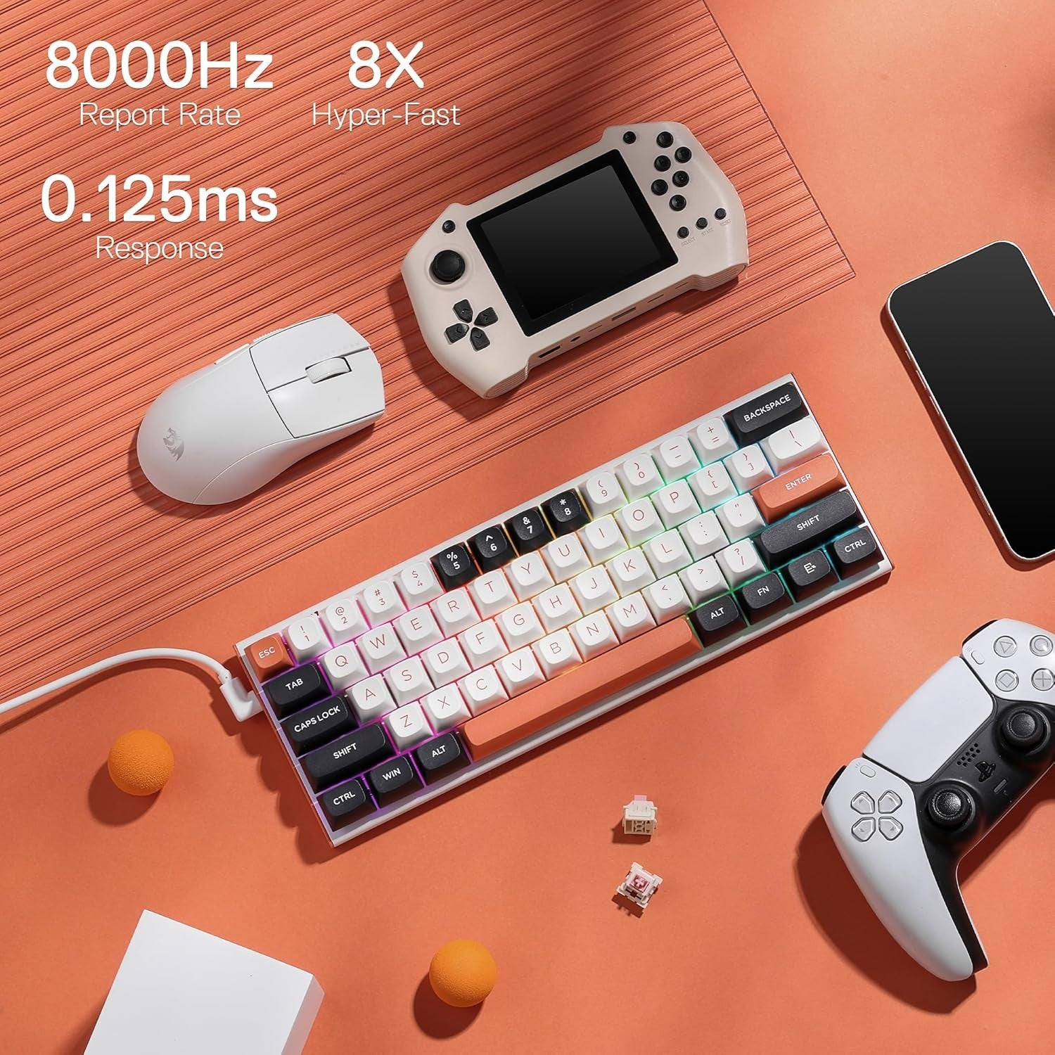 Redragon K683 Rapid Trigger HE Gaming Keyboard, 60% 61 Keys Wired Mechanical Keyboard w/Hyper-Fast Actuation, Dedicated Magnetic Switch