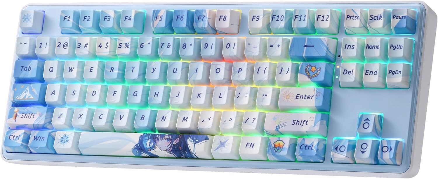 Redragon K707 PRO SE 80% Wireless Gasket RGB Gaming Keyboard, 3-Modes 87 Keys TKL Anime Mechanical Keyboard w/Hot-Swap Socket, Custom Linear Switch