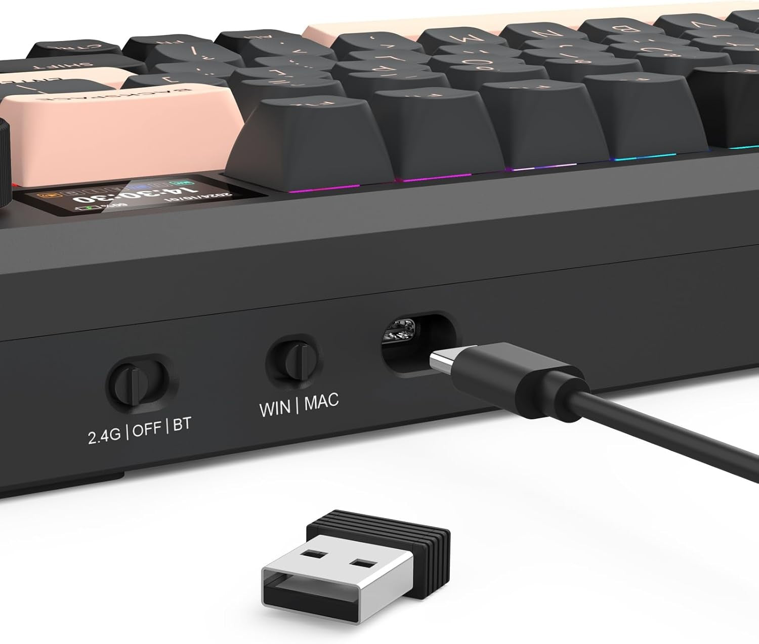 Redragon K720 Wireless CNC Gasket Gaming 81 Keys Mechanical 5-Layer Noise Dampening Keyboard,Smart 1.14’’ TFT Info Display,Litsea Switch