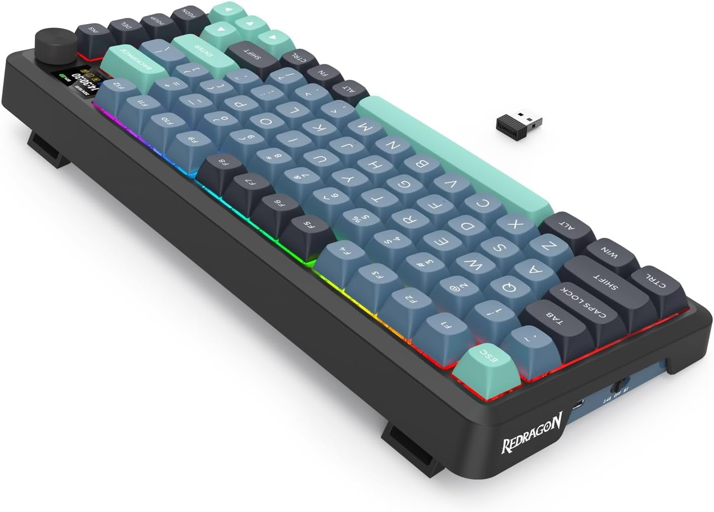 Redragon K724 PRO Wireless Gasket Gaming 81-Key Mechanical 5-Layer Noise Dampening Keyboard,Easy-Control 1.14’’ TFT Info Display