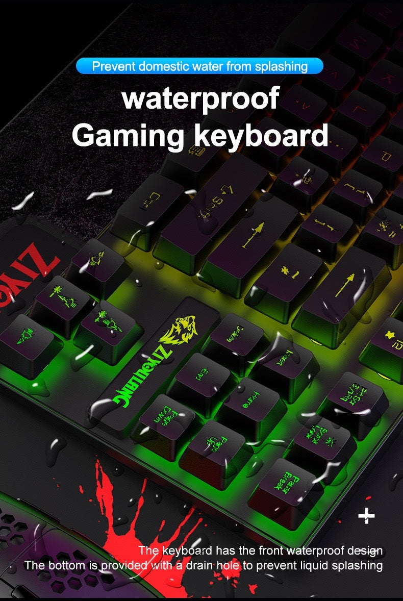 T2 luminous keyboard and mouse set computer console game mechanical feel 88 keys British keyboard and mouse set