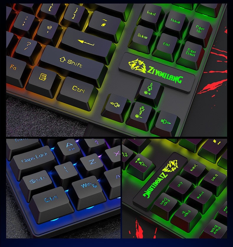 T2 luminous keyboard and mouse set computer console game mechanical feel 88 keys British keyboard and mouse set