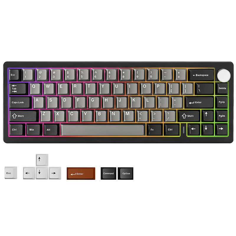 YUNZII AL68 QMK/VIA Tri-Mode Hot-Swap Aluminum Mechanical Keyboard Milk V2 Switch - Black