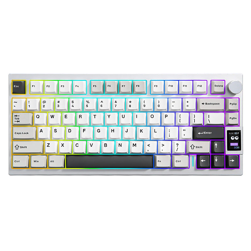 YUNZII AL80 QMK/VIA Hot-Swap Wireless Mechanical Keyboard with LCD Screen Gateron Zero Switch - Silver
