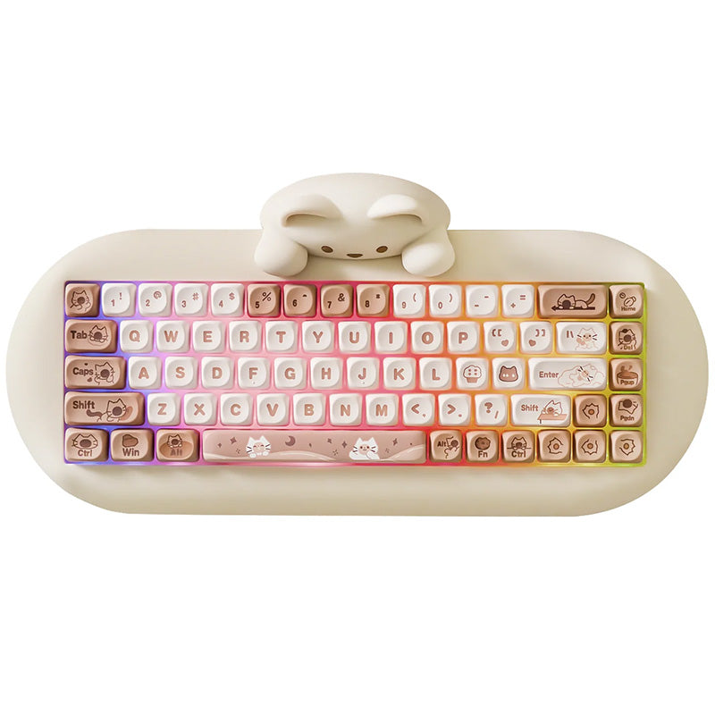 YUNZII C68 Meow Tri-Mode Hot-Swap Hi-Fi Wireless Mechanical Keyboard Milk Switch - Coffee
