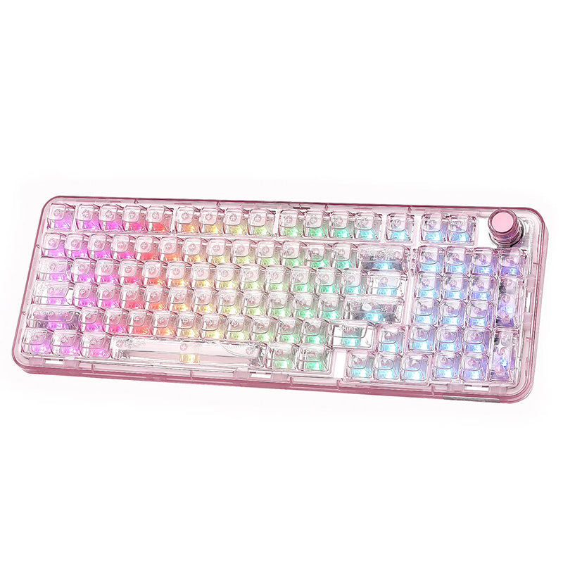 YUNZII X98 Transparent QMK/VIA Pink Mechanical Keyboard - Snow Linear Switch
