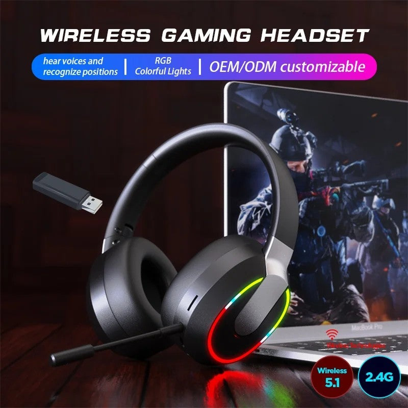 L850 2.4G Wireless Bluetooth 5.1 Wired Three-mode Game Headphones Pluggable Mic RGB Lighting Computer Phone headset