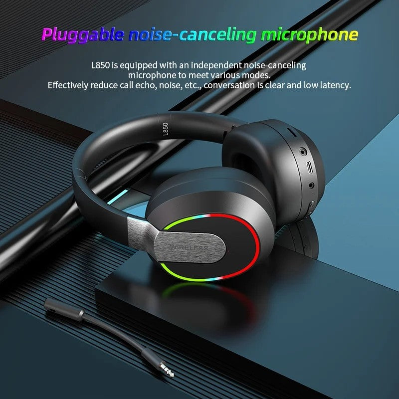 L850 2.4G Wireless Bluetooth 5.1 Wired Three-mode Game Headphones Pluggable Mic RGB Lighting Computer Phone headset